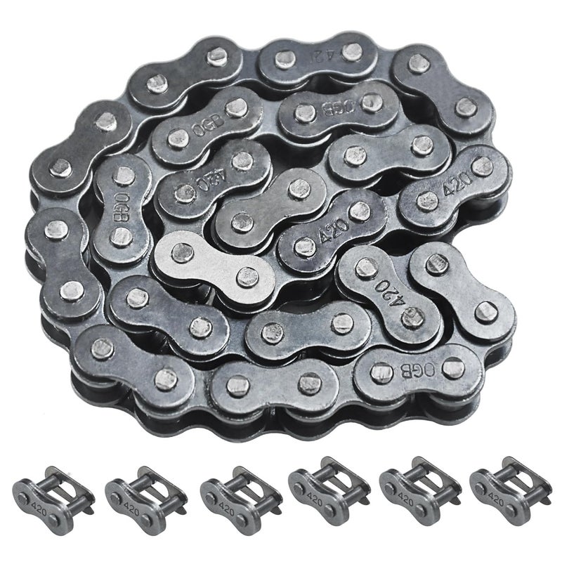 HOLATO Front #420 Roller Chain 42 Links + Master Link for 196cc 212cc 6.5hp Coleman CT200U CT200U-EX BT200X Baja Warrior Hensim Massimo TrailMaster MB165 MB200 Mini Bike Heavy Duty Parts - Image 1